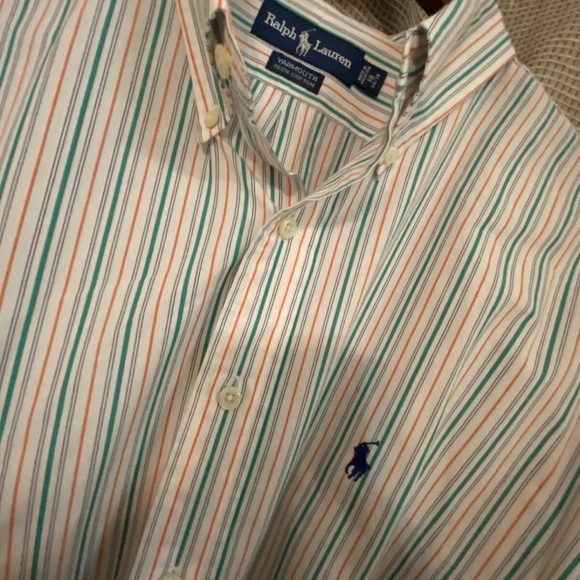 POLO RL GREEN & ORANGE FINE LINE LONG SLEEVE BUTTON DOWN SHIRT/SZ 2XL/PRE-OWNED - Picture 3 of 7